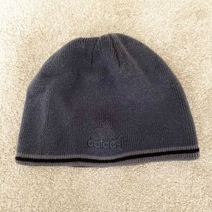 Gray & black knit Adidas beanie hat